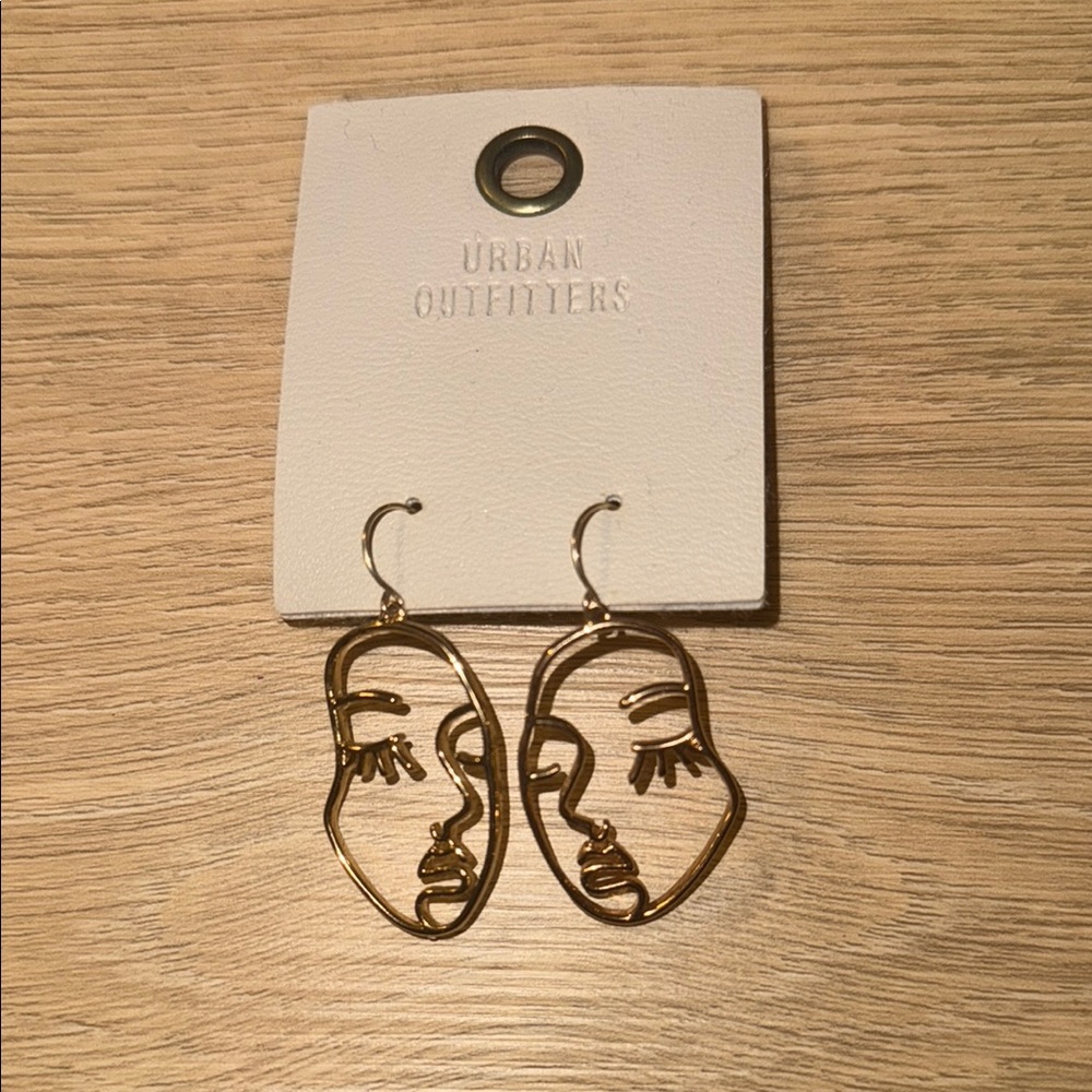 Urban Outfitters Gold Face Outline Earrings